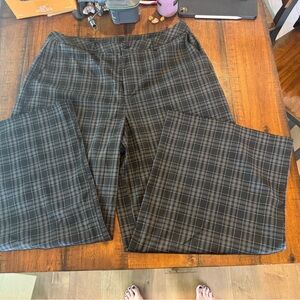 Disturbia Wide Leg Checkered Black and Gray Trousers